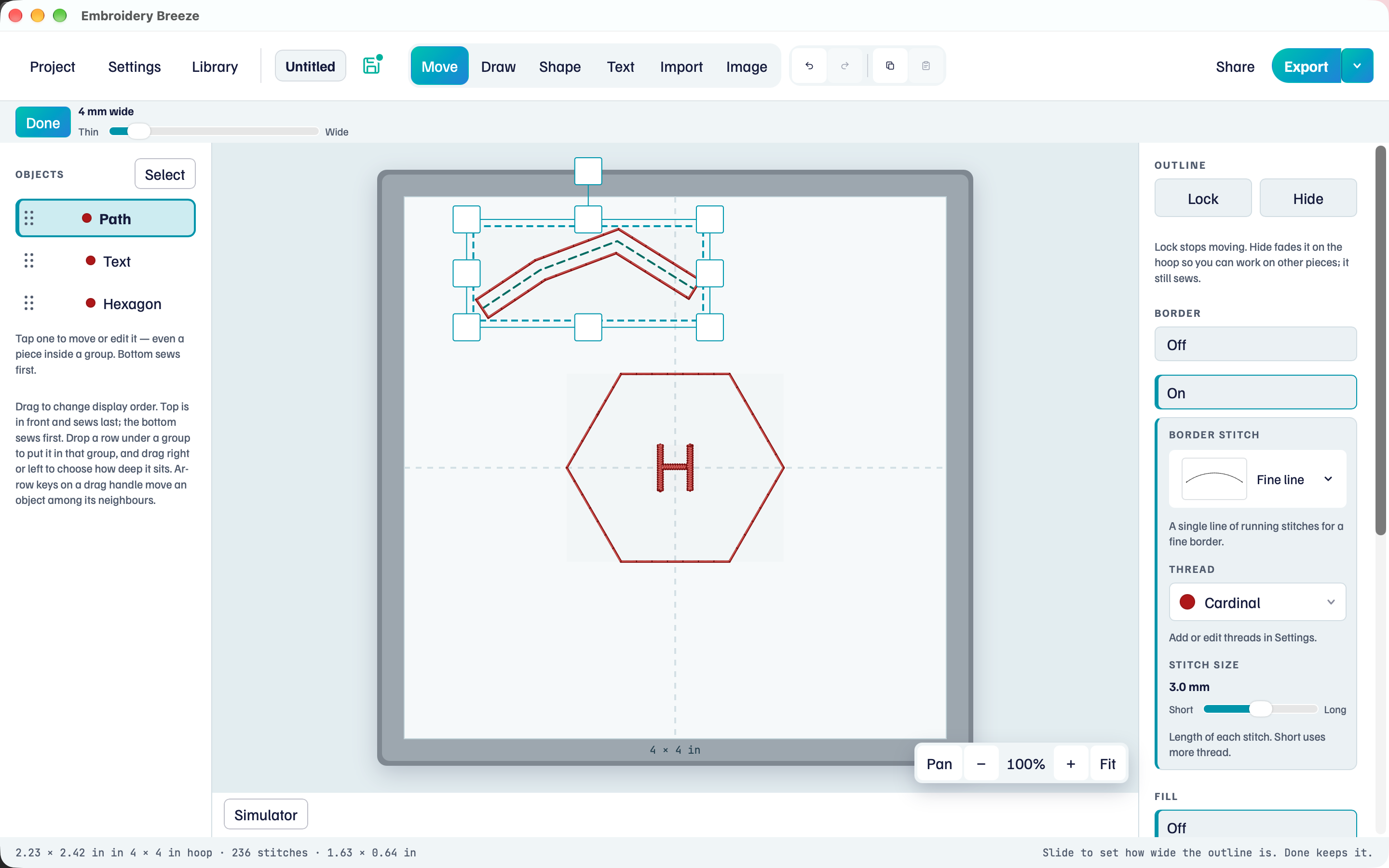 Convert to Outline and the width slider
